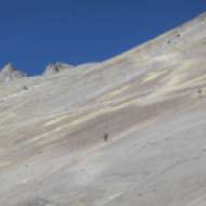 Climbers descending the slope above Camp Canada.